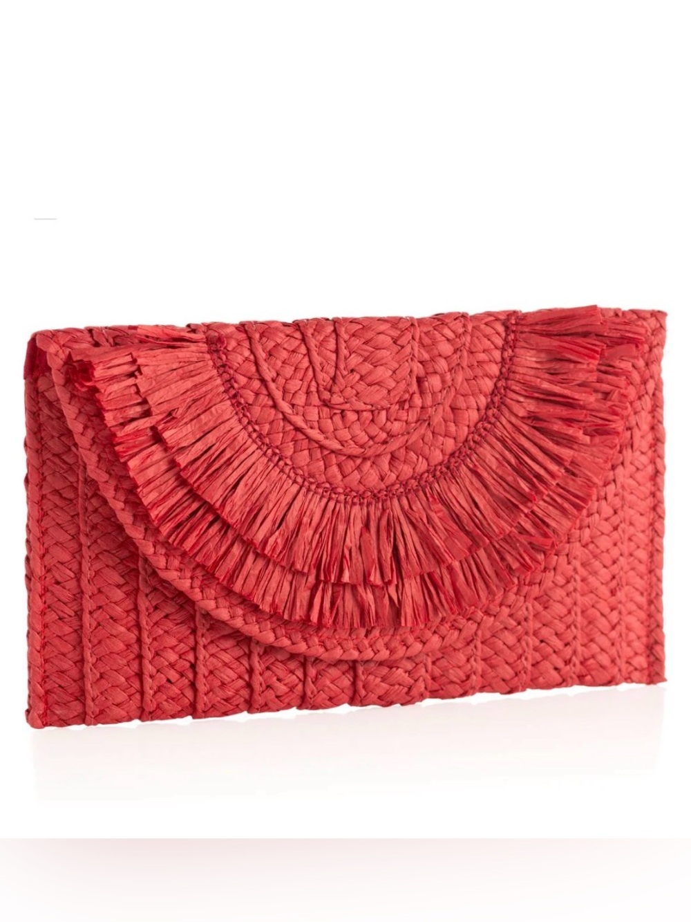 Shiraleah Sarah Clutch Red Woven Paper Straw Snap Closure Handbag New No Tag
